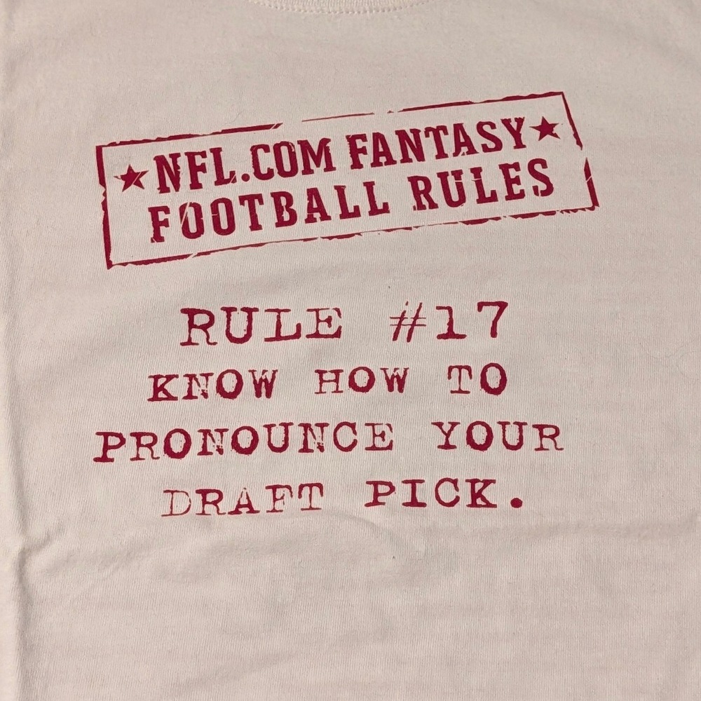 NFL Fantasy Football Rules Graphic T-Shirt Mens Large White VF Imagewear L952 - Picture 3 of 11